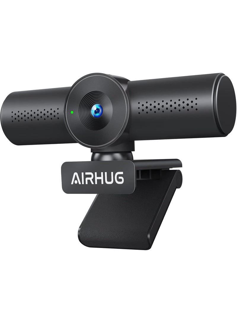 AIRHUG 2K Webcam with Noise Canceling Microphones, USB Web Cam for Computer and Laptop Plug & Play, Web Camera with Privacy Cover, 71°Wide-Angle,for Streaming and Conferencing,Compatible Skype Zoom YouTube - Image 1